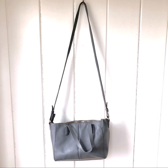 J CREW Factory Gray Leather Crossbody/Satchel Bag - Picture 4 of 16